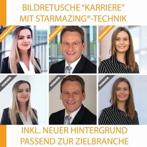 Bewerbungsfoto professionell selber machen funktioniert mit STARMAZING ganz einfach. Foto selbst aufnehmen und STARMAZING tauscht den Hintergrund passend zu Branche und Position aus. Das Foto wird dann professionell digital überarbeitet. Ergebnis: Ein professionelles und modernes Bewerbungsfoto, wie nach einem aufwendigem Fotoshooting in einer Business-Location. Dabei bleibt das Foto bei der Wahrheit und ist nicht als Retusche zu erkennen. Spart Zeit und spart Reisekosten.