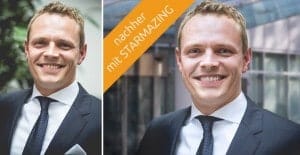 Ergebnis nach der STARMAZING Karrierefoto Aufbereitung: Ein modernes Bewerbungsfoto für den perfekten Auftritt ohne fotoshooting. STARMAZING® optimiert Ihr Businessfoto so, dass es Personalentscheidern und Profilbesuchern auf Anhieb signalisiert: „Das ist genau die Person, die ich suche!“. Absolut authentisch und nicht als Retusche erkennbar.
