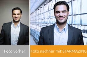 Die Fotoagentur STARMAZING bringt nicht die Person zum passenden Hintergrund, sondern den perfekten Business-Hintergrund zur Person. Und zwar passend zu Branche und Position. Das spart Zeit und Aufwand. Dank STARMAZING gehören teure und aufwendige Business Fotoshotoings der Vergangenheit an. Ein Bildupload auf www.STARMAZING.de genügt für den perfekt inszenierten Geschäftseindruck.
