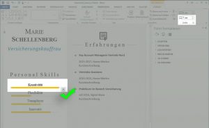 Der gelbe Balken im Lebenslauf ist nun horizontal verlängert auf 7 cm und ist dabei absolut gerade.
