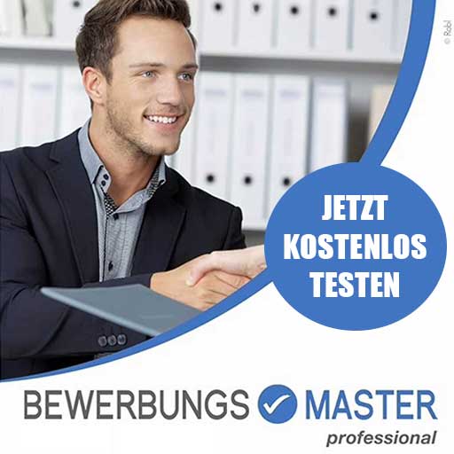 Kostenlose Testversion der Software Bewerbungsmaster 2025 Professional mit lebenslangen Updates für Bewerbungen.