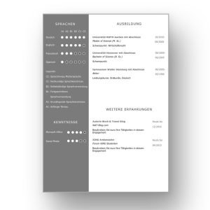 CV Lebenslaufvorlage für viel Berufserfahrung. Highlights: + 6 Seiten + unterstützt Europäischen Referenzrahmen für Sprachen (GER) + STARMAZING®-Easy-Edit-Architektur (spart viel Zeit beim Bearbeiten mit Word) + Eindrucksvolle Farben optimiert für Export als PDF und für Ausdrucke + Als deutsche Bewerbungsvorlage, EU und Schweizer Lebenslauf einsetzbar. Download für Windows Word und MacOS Pages in DIN A4.