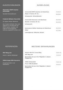 CV Lebenslaufvorlage für viel Berufserfahrung. Highlights: + 6 Seiten + unterstützt Europäischen Referenzrahmen für Sprachen (GER) + STARMAZING®-Easy-Edit-Architektur (spart viel Zeit beim Bearbeiten mit Word) + Eindrucksvolle Farben optimiert für Export als PDF und für Ausdrucke + Als deutsche Bewerbungsvorlage, EU und Schweizer Lebenslauf einsetzbar. Download für Windows Word und MacOS Pages in DIN A4.