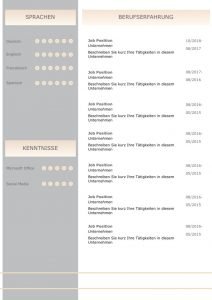 Lebenslauf-Folgeseite: Ideal für Personen die über langjährige Erfahrung verfügen. Modern strukturiert signalisiert dieses Layout: Wer sich so präsentiert, verkauft auch sein künftiges Unternehmen erstklassig. Die komplette Bewerbungsvorlage besteht aus 3 Varianten mit jeweils 4 Seiten. Mit sofort Download für Word und Pages. Lebenslauf, CV, Bewerbungsvorlage für die moderne Bewerbung als Download.