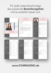 Perfekte Bewerbungsfotos für CV Lebenslaufvorlage auf www.STARMAZING.de erhalten. Dazu WORD Vorlage mit 6 Seiten + unterstützt Europäischen Referenzrahmen für Sprachen (GER) + STARMAZING®-Easy-Edit-Architektur (spart viel Zeit beim Bearbeiten mit Word) + Eindrucksvolle Farben optimiert für Export als PDF und für Ausdrucke + Als deutsche Bewerbungsvorlage, EU und Schweizer Lebenslauf einsetzbar. Download für Windows Word und MacOS Pages.