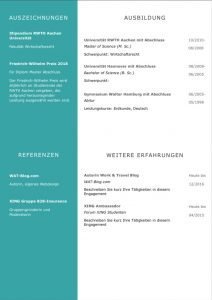 CV in Modern Mint: Ideal für Bewerbungen bei Umwelt verbundenen Unternehmen. Eine Lebenslaufvorlage für viel Berufserfahrung. Highlights: + 6 Seiten + unterstützt Europäischen Referenzrahmen für Sprachen (GER) + STARMAZING®-Easy-Edit-Architektur (spart viel Zeit beim Bearbeiten mit Word) + Eindrucksvolle Farben optimiert für Export als PDF und für Ausdrucke + Als deutsche Bewerbungsvorlage, EU und Schweizer Lebenslauf einsetzbar. Download für Windows Word und MacOS Pages.