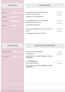 Bewerbung in moderner Lavendel Farbabstimmung. Diese Bewerbungsvorlage ist modern strukturiert und signalisiert: Wer sich so präsentiert, verkauft auch sein künftiges Unternehmen erstklassig. Das sehen Personaler sofort. 5 Seiten als Download für Word und Pages. Enthält ein Deckblatt, Bewerbungsanschreiben, Lebenslauf mit Profil, CV Folgeseite, Ausbildung + weitere Erfahrung. Optimiert für Ausdruck und PDF-Export.