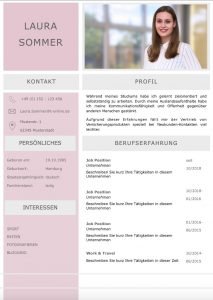 Bewerbung in moderner Lavendel Farbabstimmung. Diese Bewerbungsvorlage ist modern strukturiert und signalisiert: Wer sich so präsentiert, verkauft auch sein künftiges Unternehmen erstklassig. Das sehen Personaler sofort. 5 Seiten als Download für Word und Pages. Enthält ein Deckblatt, Bewerbungsanschreiben, Lebenslauf mit Profil, CV Folgeseite, Ausbildung + weitere Erfahrung. Optimiert für Ausdruck und PDF-Export.