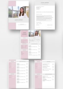 CV in moderner Lavendel Farbabstimmung. Diese Bewerbungsvorlage ist modern strukturiert und signalisiert: Wer sich so präsentiert, verkauft auch sein künftiges Unternehmen erstklassig. Das sehen Personaler sofort. 5 Seiten als Download für Word und Pages. Enthält ein Deckblatt, Bewerbungsanschreiben, Lebenslauf mit Profil, CV Folgeseite, Ausbildung + weitere Erfahrung. Optimiert für Ausdruck und PDF-Export.