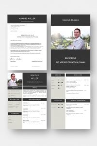 Diese Bewerbungsvorlage ist modern strukturiert und signalisiert: Wer sich so präsentiert, verkauft auch sein künftiges Unternehmen erstklassig. Das sehen Personaler sofort. 4 Seiten als Download für Word und Pages. Enthält ein Deckblatt, Bewerbungsanschreiben, Lebenslauf mit Profil, CV Folgeseite, Ausbildung + weitere Erfahrung. Optimiert für Ausdruck und PDF-Export.