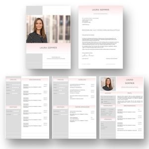Gelungenes Bewerbungs-Design: Diese Bewerbungsvorlage ist modern strukturiert und signalisiert: Wer sich so präsentiert, verkauft auch sein künftiges Unternehmen erstklassig. Das sehen Personaler sofort. 5 Seiten als Download für Word und Pages. Enthält ein Deckblatt, Bewerbungsanschreiben, Lebenslauf mit Profil, CV Folgeseite, Ausbildung + weitere Erfahrung. Optimiert für Ausdruck und PDF-Export.