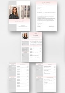 Gelungenes Bewerbungs-Design: Diese Bewerbungsvorlage ist modern strukturiert und signalisiert: Wer sich so präsentiert, verkauft auch sein künftiges Unternehmen erstklassig. Das sehen Personaler sofort. 5 Seiten als Download für Word und Pages. Enthält ein Deckblatt, Bewerbungsanschreiben, Lebenslauf mit Profil, CV Folgeseite, Ausbildung + weitere Erfahrung. Optimiert für Ausdruck und PDF-Export.