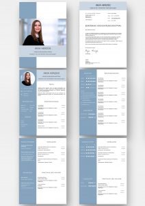 Diese Bewerbungsvorlage ist in jeder Hinsicht gelungen. Hier lassen sich eindrucksvoll im aufgeräumtem Lebenslauf-Design Bewerbungsfoto, Bewerbungsanschreiben, Berufserfahrung, Ausbildung, Praktikum, Auslandserfahrung, Persönlichkeit, Stärken bis hin zu Hobbies grafisch und modern präsentieren. Mit Download für Word und Mac Pages.