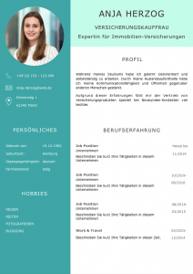 CV in Modern Mint: Ideal für Bewerbungen bei Umwelt verbundenen Unternehmen. Eine Lebenslaufvorlage für viel Berufserfahrung. Highlights: + 6 Seiten + unterstützt Europäischen Referenzrahmen für Sprachen (GER) + STARMAZING®-Easy-Edit-Architektur (spart viel Zeit beim Bearbeiten mit Word) + Eindrucksvolle Farben optimiert für Export als PDF und für Ausdrucke + Als deutsche Bewerbungsvorlage, EU und Schweizer Lebenslauf einsetzbar. Download für Windows Word und MacOS Pages.