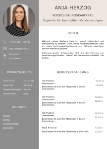 Perfektes CV Layout Design in sehr eleganter und moderner Farbabstimmung: So gewinnt ein Personaler sofort einen positiven Eindruck: Lebenslauf, Ausbildung, Auslandserfahrung, Bewerbungsanschreiben, Praktikum, Sprachen, Charaktereigenschaften, Referenzen, Auszeichnungen auf einen Blick perfekt dargestellt. Das Anschreiben nach DIN 5008 Norm ein Beweis, dass der Bewerber Geschäftskorrespondenz bis ins letzte Detail beherrscht.