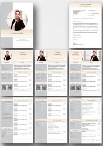 Diese Bewerbungsvorlage ist modern strukturiert und signalisiert: Wer sich so präsentiert, verkauft auch sein künftiges Unternehmen erstklassig. Das sehen Personaler sofort. Dieses CV Lebenslauf Layout ist in 3 Varianten optimiert für rechteckige, quadratische und runde Bewerbungsfotos. 3x4 Seiten als Download für Word und Pages. Lebenslauf, CV, Bewerbungsvorlage für die moderne Bewerbung als Download.