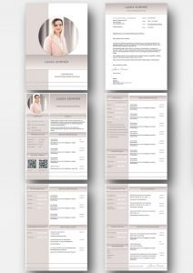 Beispiel einer erstklassige Bewerbung. Highlights perfekt grafisch dargestellt: Mit HomeOffice Möglichkeiten, Social Media QR Codes, Sprachen nach EU Richtlinien, Anschreiben nach DIN 5008. Mit diesem Design in moderner Farbabstimmung lassen sich Personaler vom Deckblatt, dem Bewerbungsanschreiben, Lebenslauf, Weiterbildung, bis hin zum Bildungsweg begeistern. Download: (WORD + PAGES)