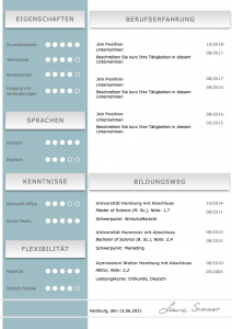 Perfekte und moderne Design Bewerbungsvorlage von STARMAZING: Seite 1: Bewerbungsdeckblatt Seite 2: Bewerbungsanschreiben Seite 3: CV Lebenslauf mit Profil Seite 4: CV Lebenslauf Folgeseite Seite 5: Flexible Zusatzseite / Weiterbildung Seite 6: Bildungsweg Seite 7: CV Kompakt Seite Homeoffice Möglichkeit, Reisebereitschaft, Persönlichkeitsdarstellung, Kenntnisse und zeitliche Verfügbarkeit werden eindrucksvoll grafisch präsentiert. Mit Social Media QR Codes. Alle Schriften ohne Installation dabei. Download: www.STARMAZING.de/bewerber-shop