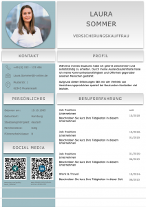 Spitze: Diese Bewerbungsvorlage ist perfekt gestaltet. Das Design in Ocean-Silver-Optik ist aufgeräumt und klar strukturiert. Die QR-Codes führen den Personaler direkt auf das XING und LinkedIn Profil des Bewerbers. So sehen perfekte Bewerbungen heutzutage aus. Das Bewerber Kurzprofil und das moderne Bewerbungsfoto in einer Büroumgebung machen diese Bewerbung zu einem Highlight.
