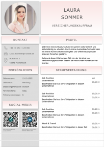 Spitze: Diese Bewerbungsvorlage ist perfekt gestaltet. Das Design in Lightning-Rubin-Optik ist aufgeräumt und klar strukturiert. Die QR-Codes führen den Personaler direkt auf das XING und LinkedIn Profil des Bewerbers. So sehen perfekte Bewerbungen heutzutage aus. Das Bewerber Kurzprofil und das moderne Bewerbungsfoto in einer Büroumgebung machen diese Bewerbung zu einem Highlight.