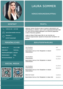 Spitze: Diese Bewerbungsvorlage ist perfekt gestaltet. Das Design in Mint-Optik ist aufgeräumt und klar strukturiert. Die QR-Codes führen den Personaler direkt auf das XING und LinkedIn Profil des Bewerbers. So sehen perfekte Bewerbungen heutzutage aus. Das Bewerber Kurzprofil und das moderne Bewerbungsfoto in einer Büroumgebung machen diese Bewerbung zu einem Highlight.
