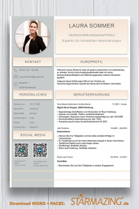 Perfekte und moderne Design Bewerbungsvorlage von STARMAZING: Seite 1: Bewerbungsdeckblatt Seite 2: Bewerbungsanschreiben Seite 3: CV Lebenslauf mit Profil Seite 4: CV Lebenslauf Folgeseite Seite 5: Flexible Zusatzseite / Weiterbildung Seite 6: Bildungsweg Seite 7: CV Kompakt Seite Seite 8: Motivationsschreiben Seite 9: Initiativbewerbung / OnePager Homeoffice Möglichkeit, Reisebereitschaft, Persönlichkeitsdarstellung, Kenntnisse und zeitliche Verfügbarkeit werden eindrucksvoll grafisch präsentiert. Mit Social Media QR Codes. Alle Schriften ohne Installation dabei. Download: www.STARMAZING.de/bewerber-shop