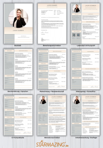 Perfekte und moderne Design Bewerbungsvorlage von STARMAZING: Seite 1: Bewerbungsdeckblatt Seite 2: Bewerbungsanschreiben Seite 3: CV Lebenslauf mit Profil Seite 4: CV Lebenslauf Folgeseite Seite 5: Flexible Zusatzseite / Weiterbildung Seite 6: Bildungsweg Seite 7: CV Kompakt Seite Seite 8: Motivationsschreiben Seite 9: Initiativbewerbung / OnePager Homeoffice Möglichkeit, Reisebereitschaft, Persönlichkeitsdarstellung, Kenntnisse und zeitliche Verfügbarkeit werden eindrucksvoll grafisch präsentiert. Mit Social Media QR Codes. Alle Schriften ohne Installation dabei. Download: www.STARMAZING.de/bewerber-shop