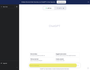 Screenshots der ChatGPT-Benutzeroberfläche, die den Eingabebereich für Benutzerbefehle und Anweisungen in Gelb hervorhebt, um neue Nutzer über die Funktionsweise von ChatGPT zu informieren.