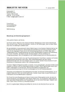 Beispiel für ein professionelles Bewerbungsschreiben mit der Bewerbungssoftware BEWERBUNGSMASTER.