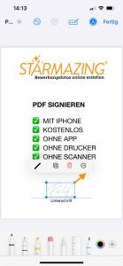 PDF Unterschreiben mit IPhone kostenlos Schritt 8 Serie von Screenshots, die Schritt für Schritt zeigen, wie man ein PDF auf dem iPhone öffnet, eine Unterschrift hinzufügt und das Dokument speichert.