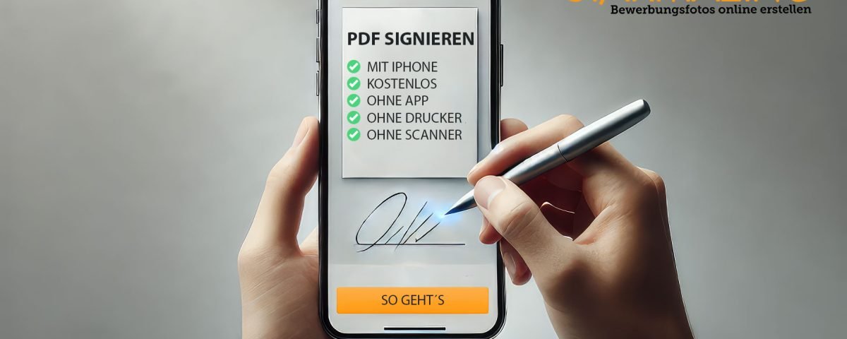 iPhone-Bildschirm mit einem geöffneten PDF-Dokument und einer digitalen Unterschrift, die mit der integrierten iOS-Funktion hinzugefügt wird.