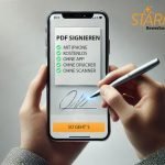 iPhone-Bildschirm mit einem geöffneten PDF-Dokument und einer digitalen Unterschrift, die mit der integrierten iOS-Funktion hinzugefügt wird.