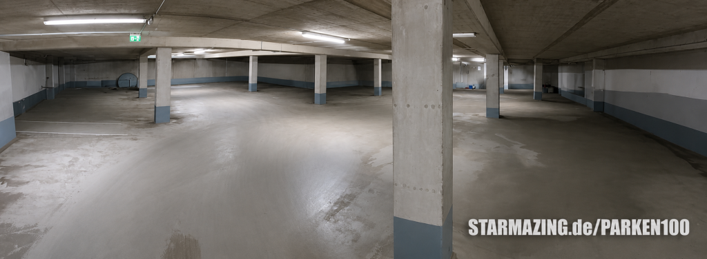 Tiefgarage Nesselrodestraße Mönchengladbach – Innenansicht Helle und gepflegte Innenansicht der Tiefgarage in der Nesselrodestraße, Mönchengladbach mit markierten Stellplätzen.