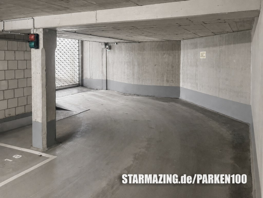 Tiefgarage Nesselrodestraße Mönchengladbach – Innenansicht Helle und gepflegte Innenansicht der Tiefgarage in der Nesselrodestraße, Mönchengladbach mit markierten Stellplätzen.