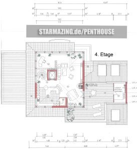 Grundriss Penthouse-Etage 4 in Mönchengladbach mit Masterbedroom, Ankleideraum, zwei Bädern, Dachterrasse und Hauswirtschafts-/SPA-Beihaus