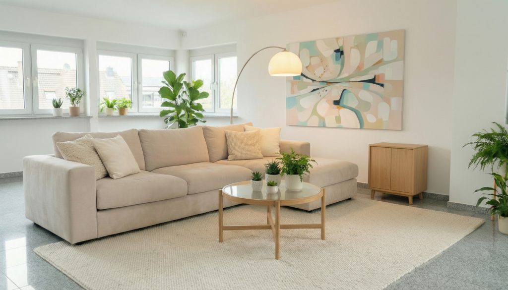 Exklusiver Loungebereich im Architekten-Penthouse Mönchengladbach Moderner Loungebereich im Wohnzimmer eines Luxus-Penthouses