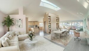 Wohnzimmer Konzept eines Luxus-Penthouses in Mönchengladbach mit Privatfahrstuhl und direktem Tiefgaragen-Zugang