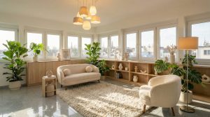 Sesselbereich im Wohnzimmer eines Luxus-Penthouses in Mönchengladbach