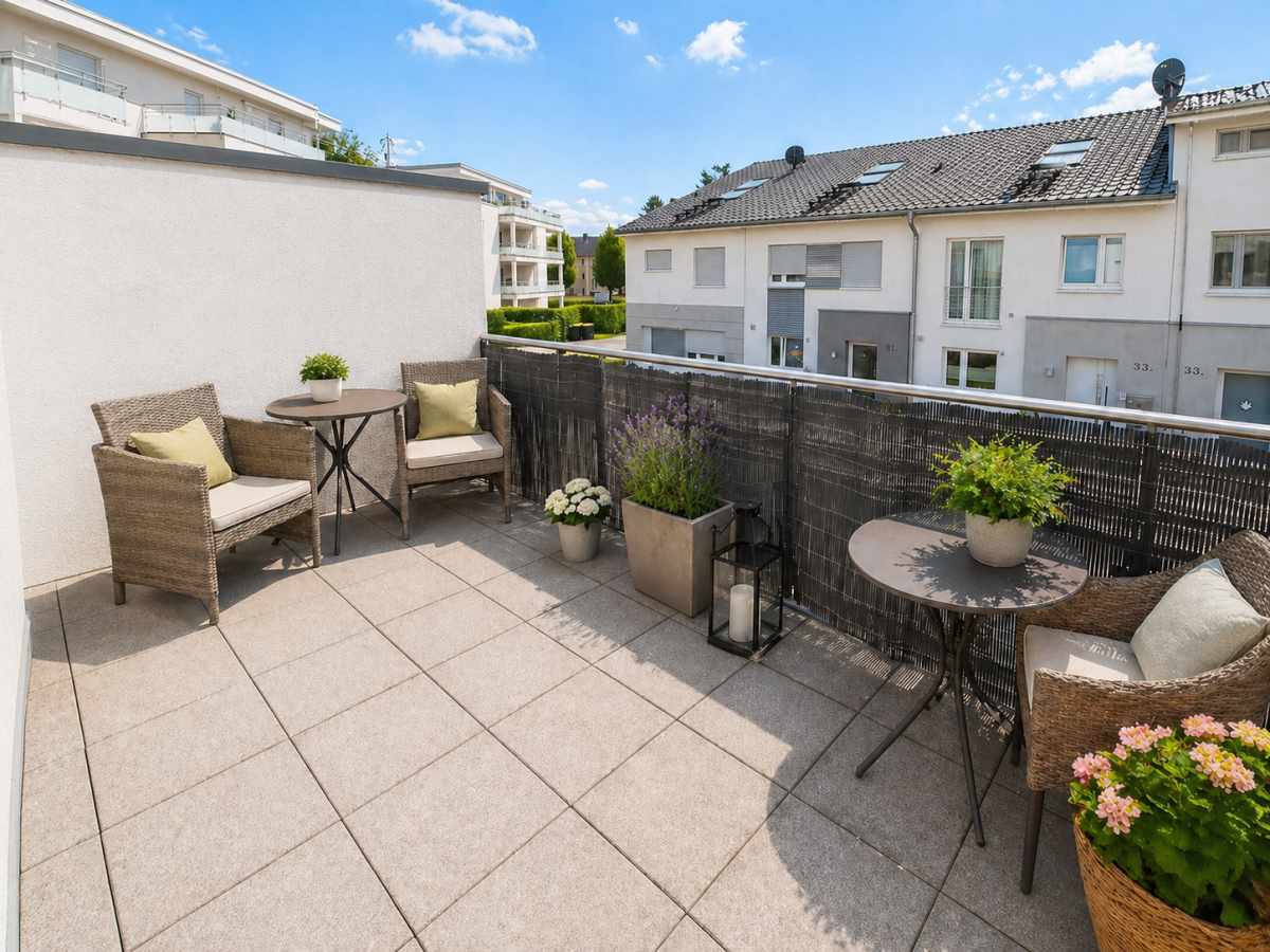 Balkon mit Sitzbereich und Ausblick in ruhiger Lage Mönchengladbach Rheydt Wohnung